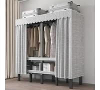 SAYEYBU Heavy Duty Clothes Rack, Foldable Portable Wardrobe Closet for Hanging Clothing Freestanding Garment Rack for Bedroom Armoire Closet System,Grey,203cm