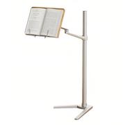 SAYEYBU Height Adjustable Floor Standing Book Stand Wood Platform, Book Stand Reading Reading Hands Free, Metal Stop Bar and 2 Spring Clamps for Holding Laptops, Tablet, Phones, Books,A