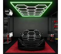 SAYEYBU Hexagon LED Grid Light Honeycomb, LED Garage Light Modular Design, 6500K Hexagon LED Lighting, for Garage Basement Warehouse Car Beauty Salon,green