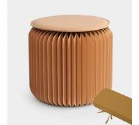 SAYEYBU Home Furniture, Modern Design Accordion Portable Folding Paper Stool, Kraft Paper Relaxing Multifunction Round Foot Stool Side table Ideal for School Living Dining Room,Brown,36 * 44 cm