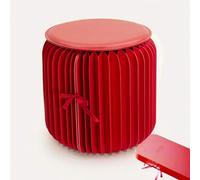 SAYEYBU Home Furniture, Modern Design Accordion Portable Folding Paper Stool, Kraft Paper Relaxing Multifunction Round Foot Stool Side table Ideal for School Living Dining Room,Red,36 * 44 cm