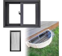 SAYEYBU Home Windows Replacment, Aluminum Alloy Frame Sliding Window, Bathroom Basement Window Mobile Home House Window for Ventilating,Black,29x28in/74x71cm