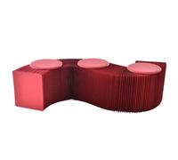 SAYEYBU Honeycomb Bench, Accordion Folding Paper Stool Sofa Chair Kraft Paper Relaxing Foot Stool, Shoe Change Stool Ideal for School, Kitchen,Living & Dining Room,Red,44cm 3 seater