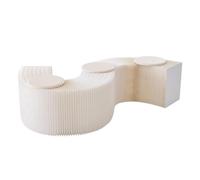 SAYEYBU Honeycomb Bench, Accordion Folding Paper Stool Sofa Chair Kraft Paper Relaxing Foot Stool, Shoe Change Stool Ideal for School, Kitchen,Living & Dining Room,White,30cm 3 seater