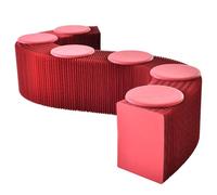 SAYEYBU Honeycomb Bench, Accordion Folding Paper Stool Sofa Chair Kraft Paper Relaxing Foot Stool, Shoe Change Stool Ideal for School, Kitchen,Living & Dining Room,Red,44cm 6 seater
