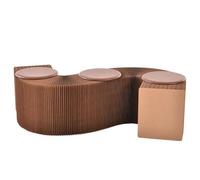 SAYEYBU Honeycomb Bench, Accordion Folding Paper Stool Sofa Chair Kraft Paper Relaxing Foot Stool, Shoe Change Stool Ideal for School, Kitchen,Living & Dining Room,Brown,44cm 3 seater