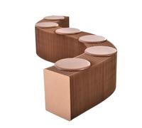 SAYEYBU Honeycomb Bench, Accordion Folding Paper Stool Sofa Chair Kraft Paper Relaxing Foot Stool, Shoe Change Stool Ideal for School, Kitchen,Living & Dining Room,Brown,30cm 6 seater
