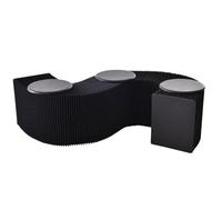 SAYEYBU Honeycomb Bench, Accordion Folding Paper Stool Sofa Chair Kraft Paper Relaxing Foot Stool, Shoe Change Stool Ideal for School, Kitchen,Living & Dining Room,Black,44cm 3 seater