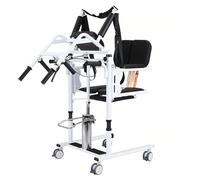 SAYEYBU Hydraulic Patient Lift Transfer Chair for Seniors, Multifunctional Bedside Commode Wheelchair, Transfer Lift with Potty, 180° Split Seat Portable Patient Lift Aid,Black