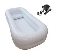 SAYEYBU Inflatable Bathtub Shower System, Inflatable Adult Bath Tub with Soft Air Pillow PVC Bedside Bathtub for Disabled Elderly Bedridden Patients to Clean Easily,White,A