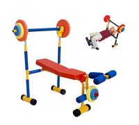 SAYEYBU Kids Weight Bench Set, Kids Toy Bench and Leg Press, Adjustable Barbell Dumbbell Toy Set, Home Sports Exercise Equipment with Weights Foam Tray and Bar for Beginner Exercise,A