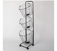 SAYEYBU Laundry Basket on Wheels, 2 Tier Large Laundry Hampers, Laundry Room Organization and Storage, with Removable Wire Baskets, Clothing Sorting Laundry Baskets,Black,3 Tier