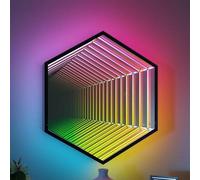 SAYEYBU LED Infinity Mirror Light, 3D Multicolor Tunnel Lamp Mirror Tunnel Light, Cool Art Light for Home Decor, Bedroom, Living Room, Party, Bar and Gaming,Hexagon,11.8" / 30 cm