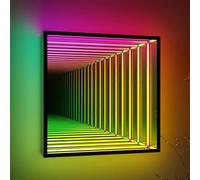 SAYEYBU LED Infinity Mirror Light, 3D Multicolor Tunnel Lamp Mirror Tunnel Light, Cool Art Light for Home Decor, Bedroom, Living Room, Party, Bar and Gaming,Square,11.8" / 30 cm