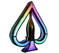 SAYEYBU LED Lighted Liquor Bottle Display Stand, Ace of Spades Illuminated Home Bar Shelf Rack for all Standard Wine Bottles, 8-10 Hours Multicolor Lighting,rainbow light