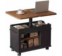 SAYEYBU Lift Top Expandable End Table with Wheels, 2 in 1 2-Tier Rolling Coffee Table, Modern Sofa Side Table with Storage for Living Room, Small Space,01