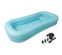 SAYEYBU Medical Inflatable Bathtub, Beside Shower Kit Adults PVC Bathtub with Water Bag Portable Bathtub for the Elderly and Disabled or Injured Patient Bath in Bed,blue,A