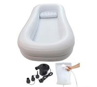 SAYEYBU Medical Inflatable Bathtub, Beside Shower Kit Adults PVC Bathtub with Water Bag Portable Bathtub for the Elderly and Disabled or Injured Patient Bath in Bed,White,B