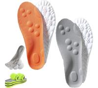 SAYEYBU Men Women Memory Foam Insoles with Arch Support Comfort Massage Insoles Replacement Shoe Inserts for Work Boots Running Trainer,orange+grey,43--44