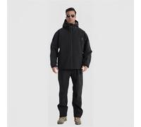 SAYEYBU Men's 3-Layer Hardshell Tactical Suit, Waterproof Windproof Rain Jacket & Pants with Heat-Sealed Seams, All-Weather Combat Set for Hunting Hiking,Black,XXL