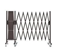 SAYEYBU Metal Expandable Barricade, Folding Scissor Gate, Retractable Fence, Easily Assembled Portable Safety Barrier with Casters, Adjustable Temporary Fence with Latch,Brown,500cm