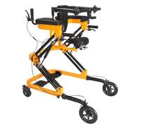 SAYEYBU Multifunctional Rehabilitation Walker Wheels with Brakes, Quick Fold Design, Height, Back, Support Width Adjustable, Walker for People With Mobility Difficulties,Yellow,2 in 1