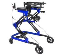 SAYEYBU Multifunctional Rehabilitation Walker Wheels with Brakes, Quick Fold Design, Height, Back, Support Width Adjustable, Walker for People With Mobility Difficulties,Blue,2 in 1