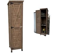 SAYEYBU Outdoor Shed with Storage, Weather Resistant Tool Container with Removable Shelves, Backyard Tool Shed with Large Door & Waterproof Legs for Outside Yard Garage Patio Deck Porch,Brown,A