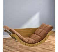 SAYEYBU Oversized Rocking Chair with High Back and PU Cushion, Comfortable Upholstered Rocker Recliner, Lazy Rocking Chair Table for Bedroom, Living Room, Porch, Garden, Balcony and Backyard,brown,B