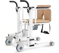 SAYEYBU Patient Lift Transfer Chair, Handicap Transfer Lift Wheelchair with Commode, 4 in 1 Mobile Patient Transport Aid, 180° Split Seat Chairs, for Elderly & Disabled,A