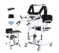 SAYEYBU Patient Lift Transfer Chair, Hydraulic Lift Chair with Adjustable Height, 180° Open Design, Patient Transfer Chair for Seniors Elderly Handicapped Bathroom Wheelchair,Black