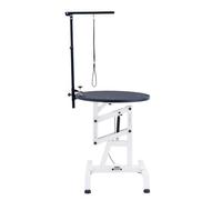 SAYEYBU Pet Air Pressure Grooming table, Lift Dog Grooming Table, Height Adjustable, 360° Rotating Round Desktop for Small/Large Dogs at Home with Foldable Arm,White,60cm