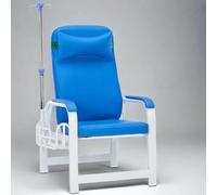 SAYEYBU Phlebotomy Leather Chair, IV Pole 4 Hooks Infusion Chair, Half & Full Reclining Medical Chair with Infusion Rod, Leather Upholstery for Clinic, Hospital, Home Use,Blue,Fixed type