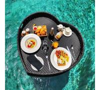 SAYEYBU Pool Floating Pool Tray, Floating Tray Table Bar, Water Surface Floating Drink Holder, Waterproof Butler Tray, for Parties and Sandbars Spas Bath, for Pool Activities,Black,80×80cm