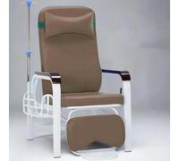SAYEYBU Portable Leather Medical Recliner with Side Storage Basket, Phlebotomy Blood Draw Chair with Armrests, Half & Full Reclining Medical Chair with IV Pole Stand & Drip Stand,Brown,D