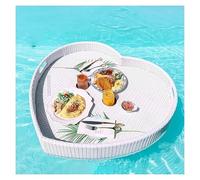 SAYEYBU Rattan Serving Tray With Handle, Outdoor Water Play Fruit Food Plate, Multifunction Breakfast Tray on The Water, for Breakfast Tea Platters Parties Wedding Photography,White,60×60cm