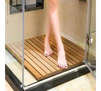 SAYEYBU Rectangular Wooden Bath Mat, Bamboo Bath for Shower, Spa And Sauna, Waterproof Anti-Slip, Handle Design,A,50x50cm(20x20inch)