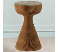 SAYEYBU Round Foldable Side Table, Coffee Table with Glass Tabletop, Magnetic Assembly Table for Patio Living Room Porch Balcony Backyard Garden Yard Coffee Table,Brown
