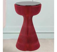 SAYEYBU Round Foldable Side Table, Coffee Table with Glass Tabletop, Magnetic Assembly Table for Patio Living Room Porch Balcony Backyard Garden Yard Coffee Table,Red