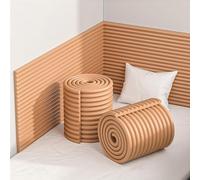 SAYEYBU Self Adhesive 3D Anti Collision Wall Panels, DIY Peel and Stick Headboard Padding for Bedroom, Tatami, Nursery, Thick Foam Cushion Anti Bump for Kids Autism, Easy to Cut and Clean,khaki,2m