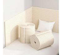 SAYEYBU Self Adhesive 3D Anti Collision Wall Panels, DIY Peel and Stick Headboard Padding for Bedroom, Tatami, Nursery, Thick Foam Cushion Anti Bump for Kids Autism, Easy to Cut and Clean,Beige,2m