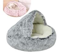 SAYEYBU Shell Shaped Dog Bed, Non Slip Comfortable Bed for Dogs, Shell Bed for Dogs, Plush Fluffy Cozy Shell Bed with Cover, Dog Pouch Bed, Nest Bed Cats,Gray Short Pile,50CM