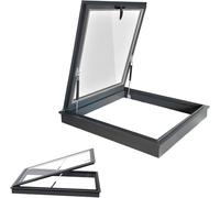 SAYEYBU Skylight Roof Window, Sloped Flat Roof Lighting Well Window, Egress Roof Window, Manual Venting Deck Installation Skylight with Double-Layer Tempered Glass,A,LxW 95x55cm/37 4x21.7in