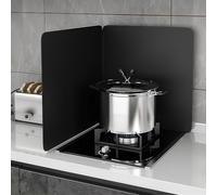 SAYEYBU Splatter Guard,Foldable Stainless Steel Oil Splatter Screens for Frying,Oil Splash Insulation Board,Nonstick Oil Splatter Guard Stove Insulation Board,Black,2 sides45x45CM