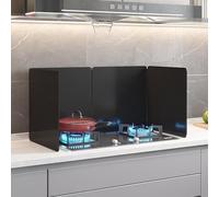 SAYEYBU Splatter Guard,Foldable Stainless Steel Oil Splatter Screens for Frying,Oil Splash Insulation Board,Nonstick Oil Splatter Guard Stove Insulation Board,Black,4 sides80x40x40CM