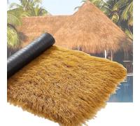 SAYEYBU Synthetic Thatch Roof Mat, Waterproof Fake Hay, Fireproof Grass Roll for Tropical Beach Hut, Fence Decor, DIY Patio, Commercial Art Projects,Yellow,3m/118in