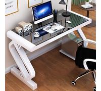 SAYEYBU Tempered Glass Computer Desk with Metal Frame, Fashion Modern Design Writing Gaming and Study Desk, Work Desk for Home Office,C,80 * 60 * 75CM