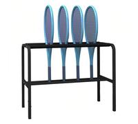 SAYEYBU Tennis Racket Storage Rack, Metal Floor-Standing Badminton Racket Display Stand with Foam Arms Save Space, for Garages Tennis Courts Gymnasiums Clubs Schools,Black