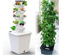 SAYEYBU Tower Garden Hydroponics Growing System 10-30-Plant Sites Vertical Garden Planter Indoor Smart Garden Kit with Pump and Movable Water Tank (No Seedlings Included),White,25 holes