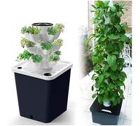 SAYEYBU Tower Garden Hydroponics Growing System 10-30-Plant Sites Vertical Garden Planter Indoor Smart Garden Kit with Pump and Movable Water Tank (No Seedlings Included),Black,15 holes